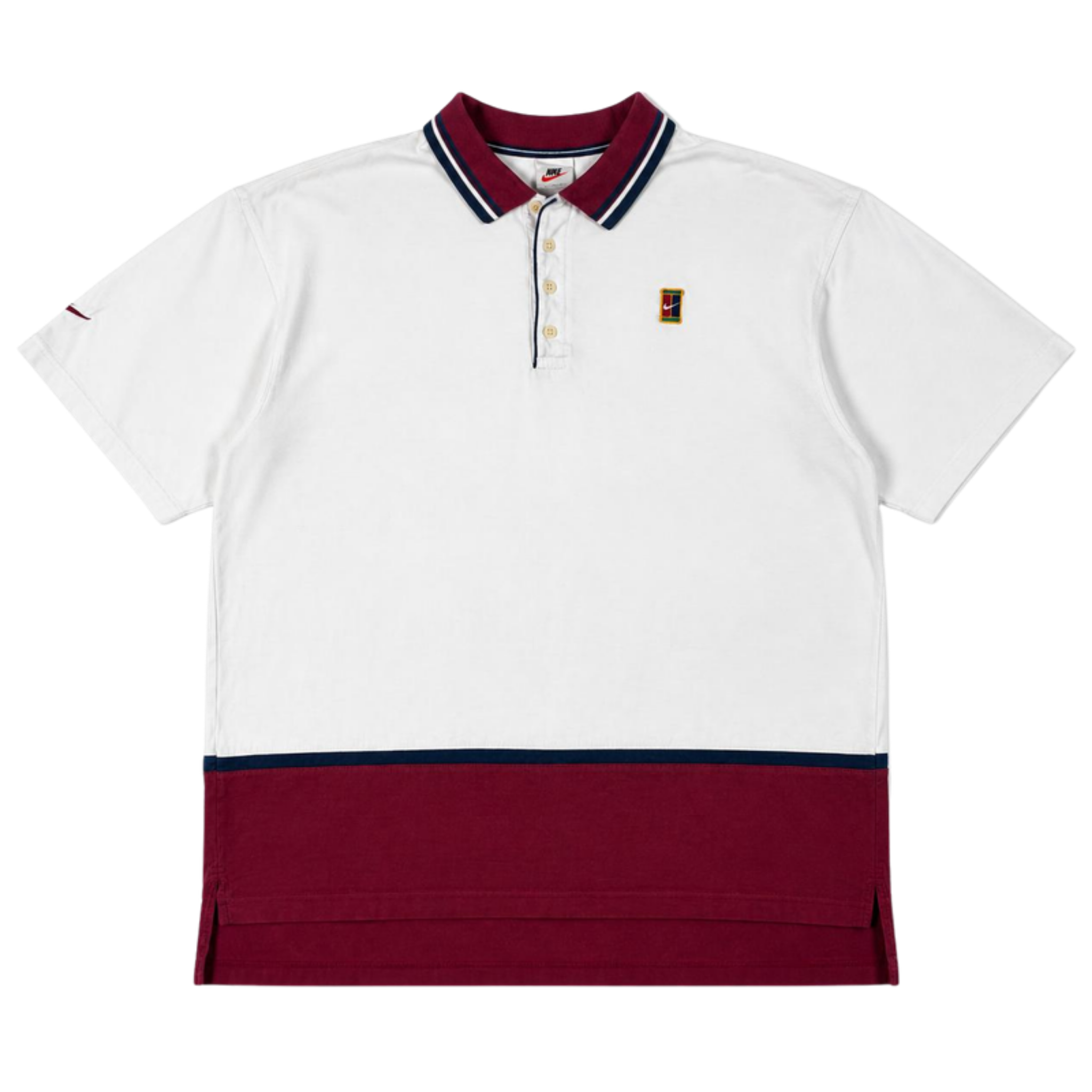 Nike Polo Rot Weiß Vintage Gr. XL – Vorderansicht