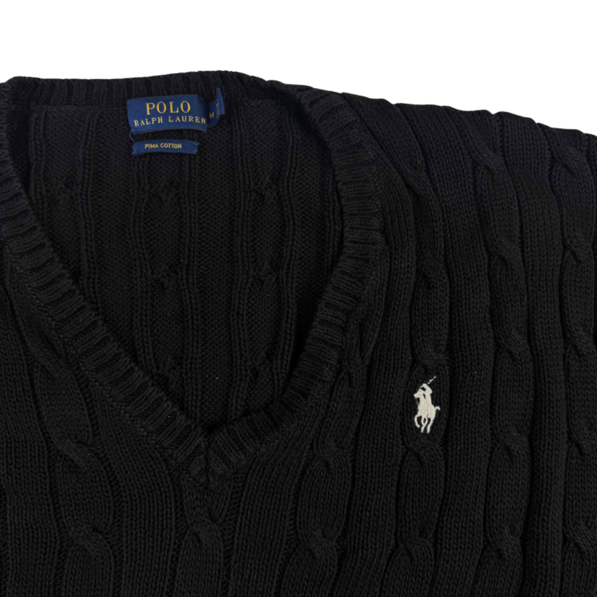 Ralph Lauren Strickpullover Dunkelblau – Detail Logo und Etikett