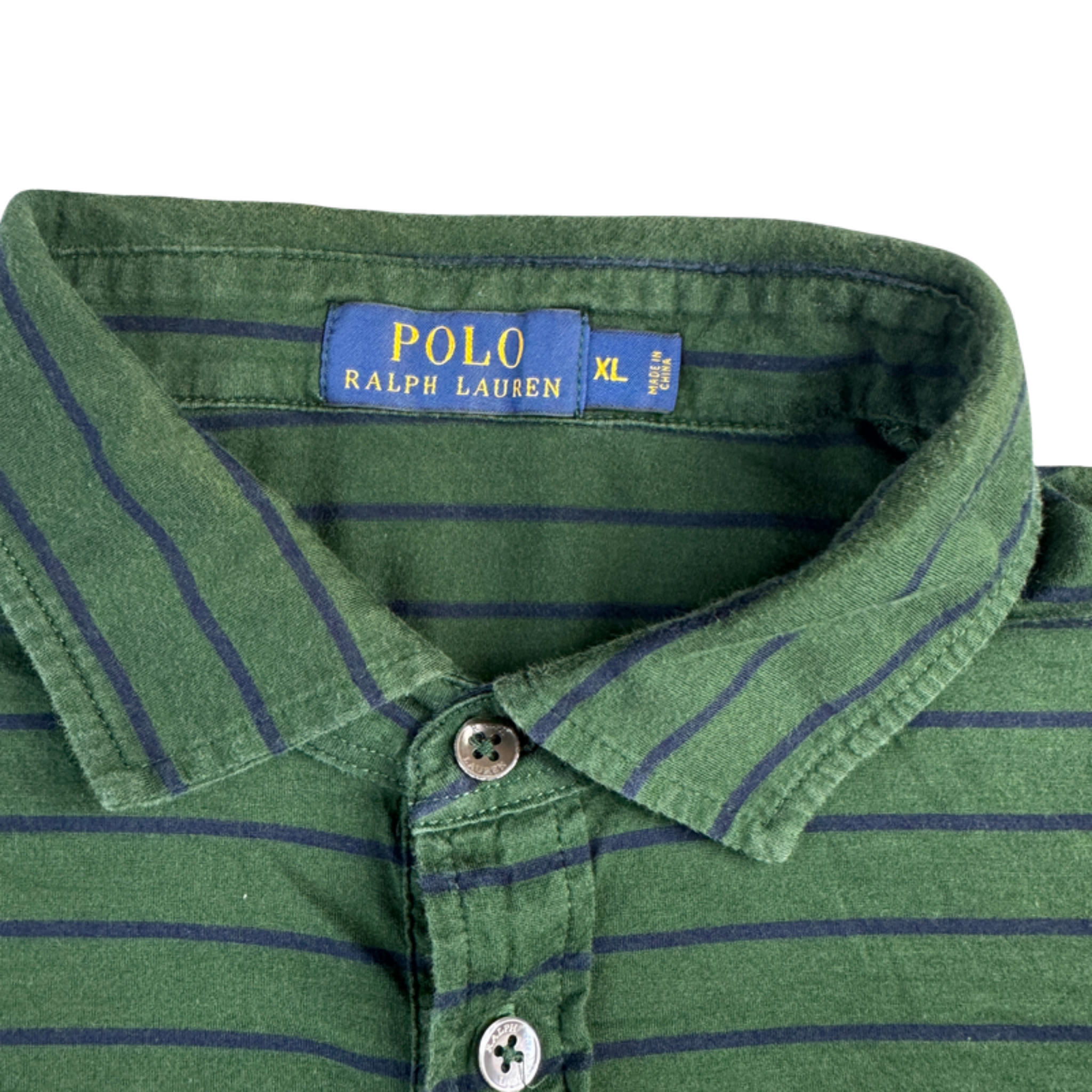 Ralph Lauren Polo grün mit blauen Streifen – Etikett