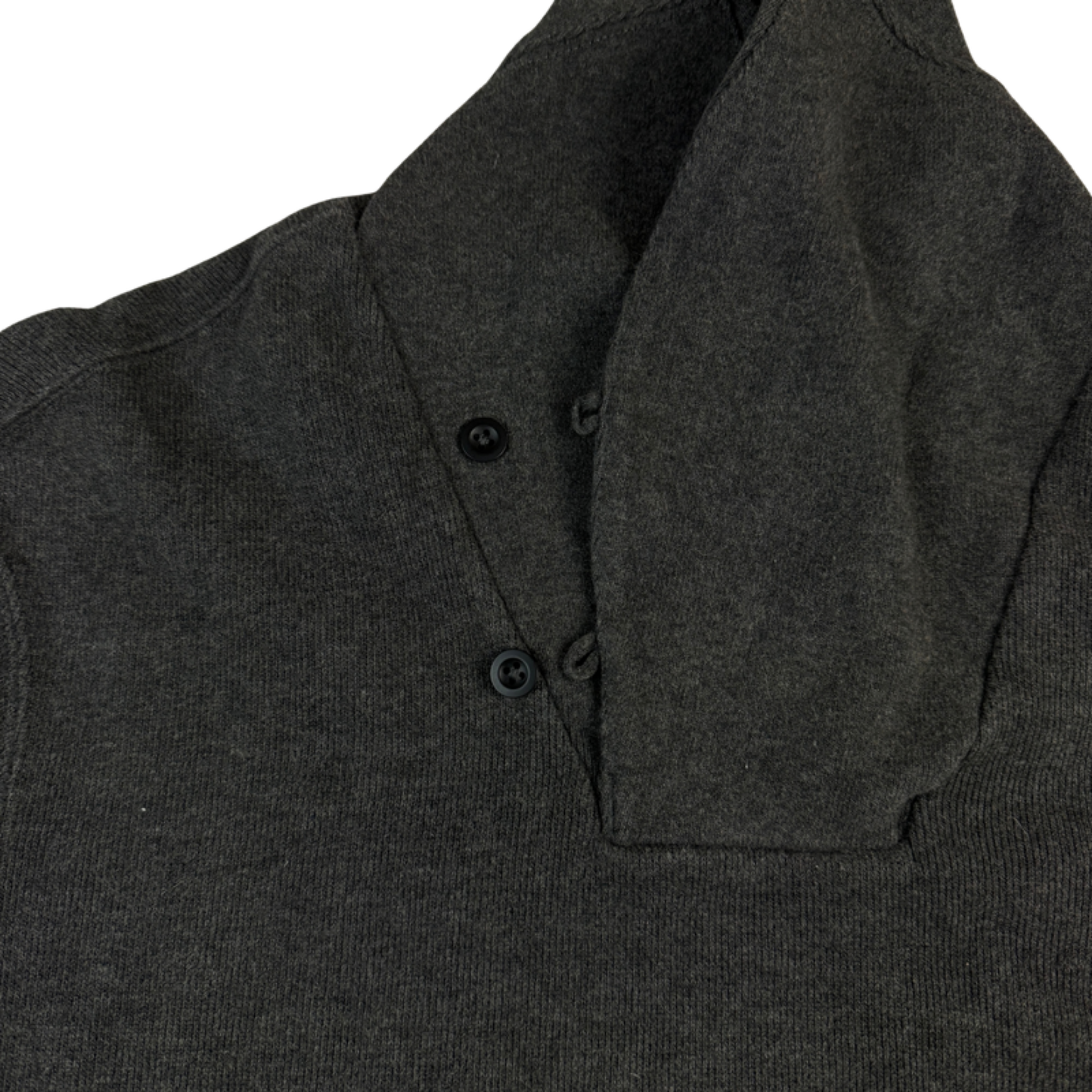 Ralph Lauren Pullover Dunkelgrau – Detail Kragen und Knöpfe