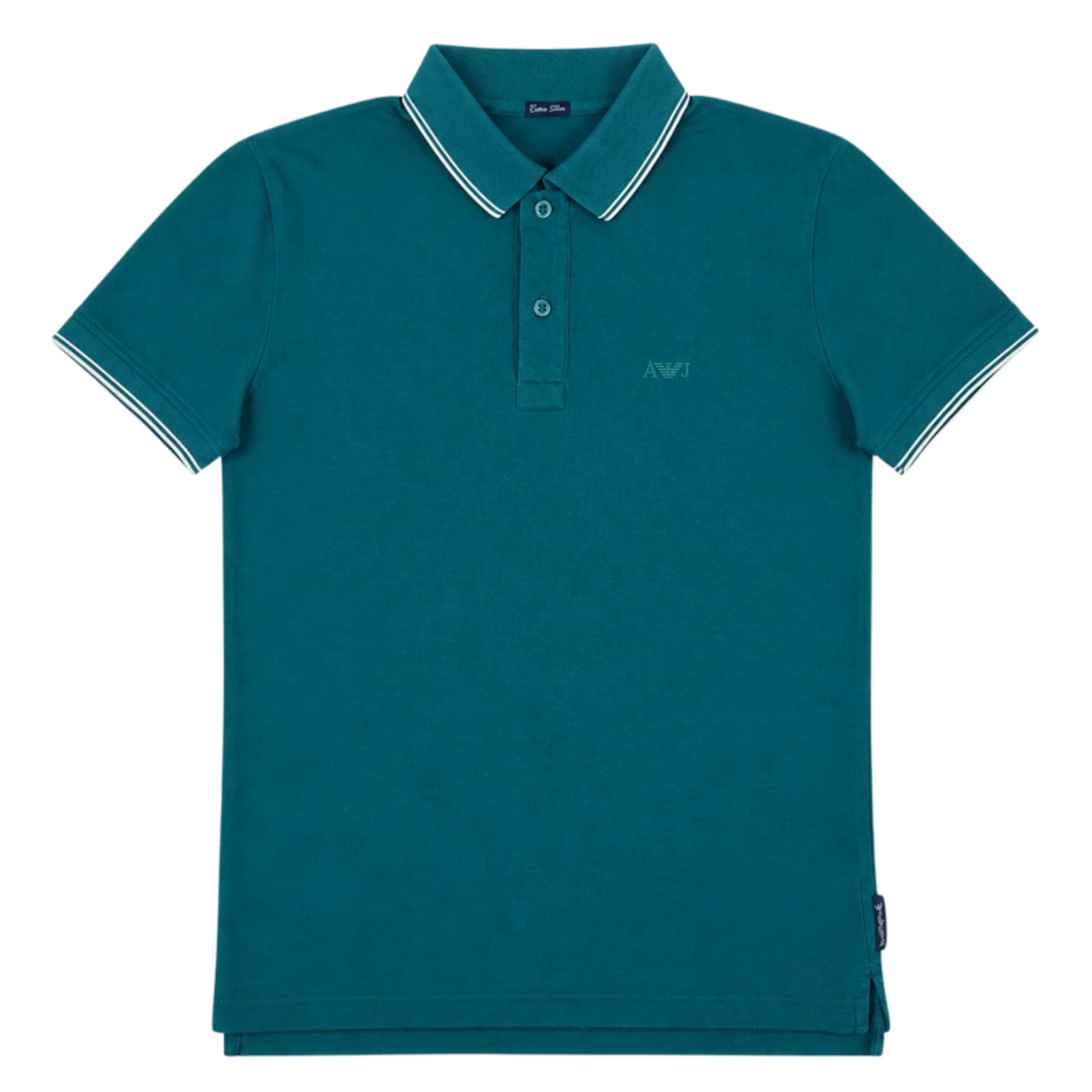 Vintage Armani Jeans Polo Kurzarm Grün Gr. L – Vorderansicht