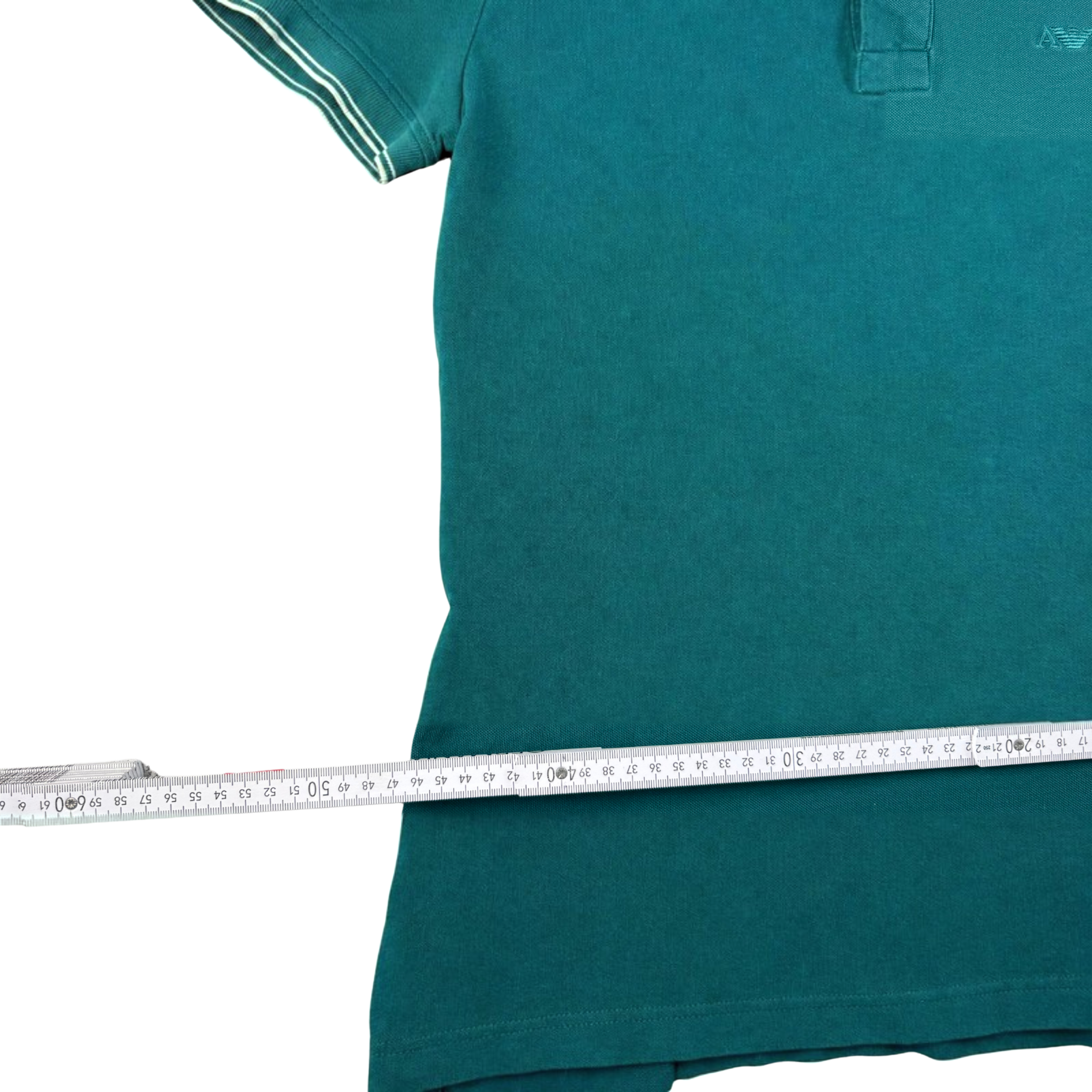 Vintage Armani Jeans Polo Kurzarm Grün Gr. L – Detailansicht 3
