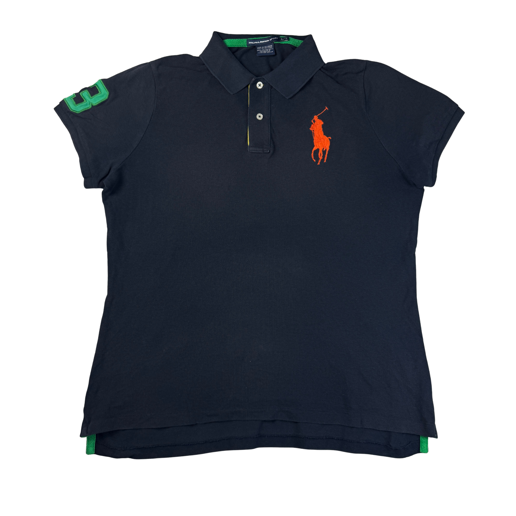 Vintage Ralph Lauren Big Logo Pony Polo Dunkelblau Gr. M – Vorderansicht