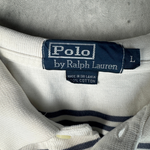 Vintage Ralph Lauren Polo Weiß mit blauen Streifen Gr. L – Detailansicht 1
