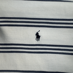 Vintage Ralph Lauren Polo Weiß mit blauen Streifen Gr. L – Detailansicht 2