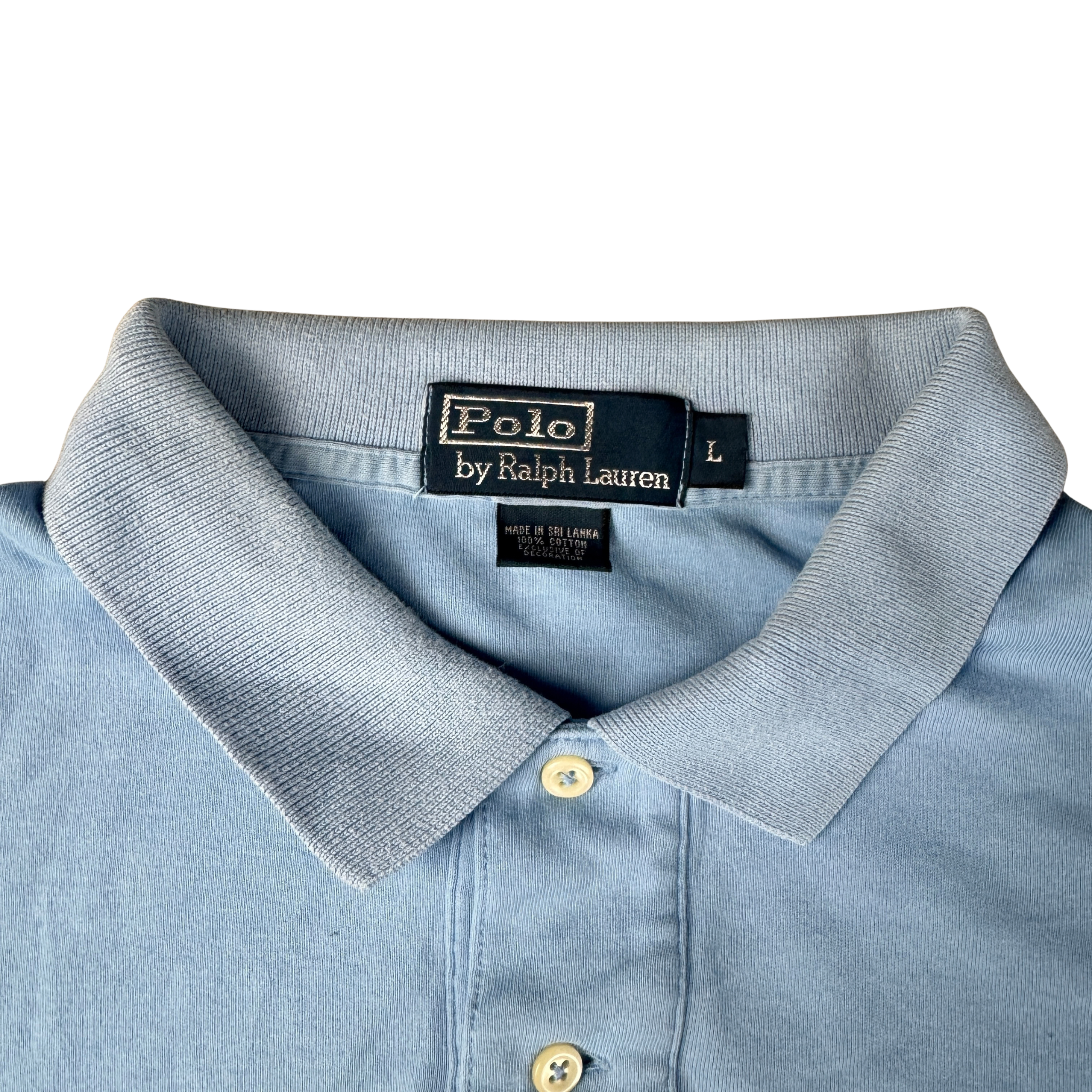 Vintage Ralph Lauren Polo Hellblau Gr. L – Detailansicht 2