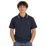 Vintage Fred Perry Polo Kurzarm Schwarz Rot Gr. S – Vorderansicht