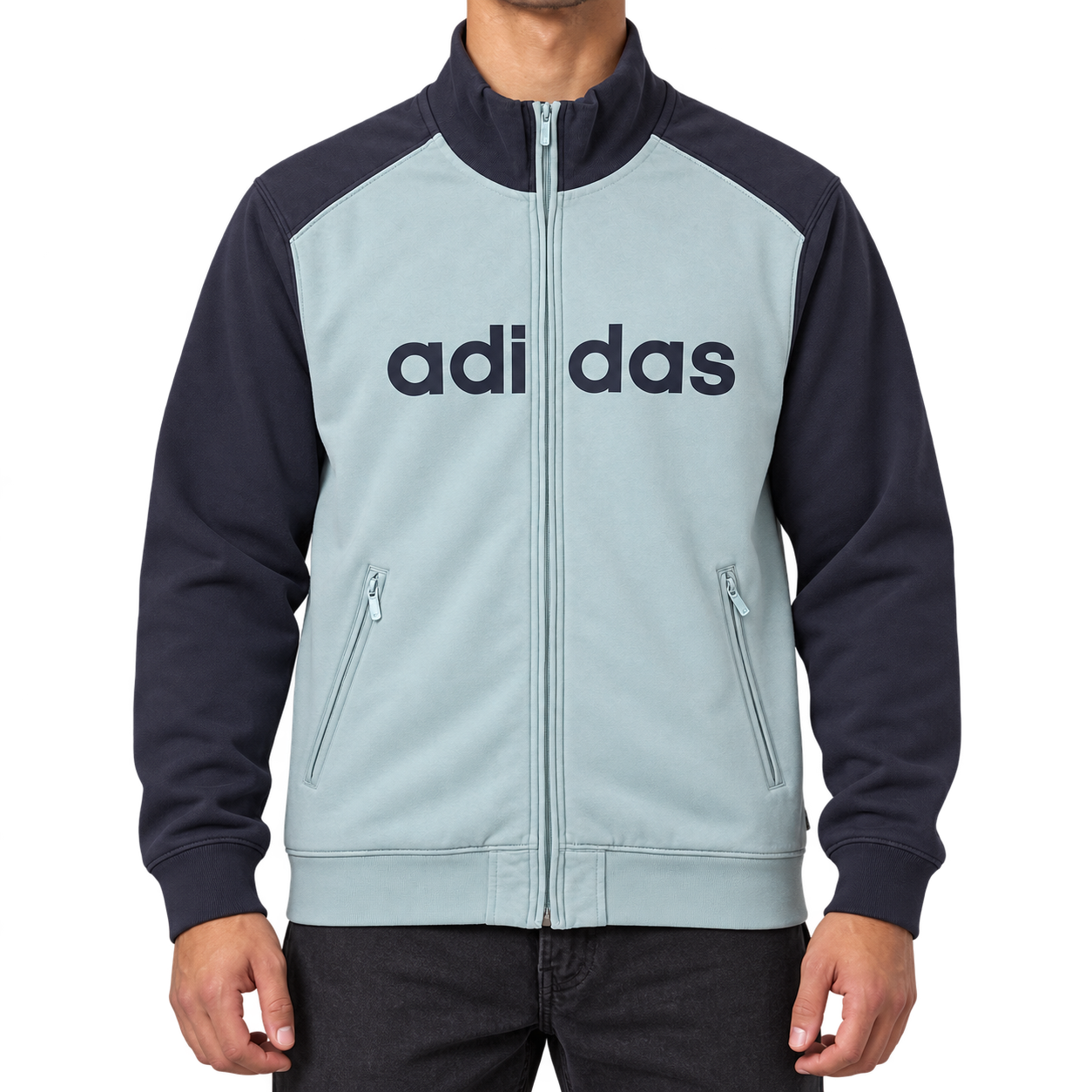 Vintage Adidas Jacke Türkis / Blau Gr. M – Vorderansicht